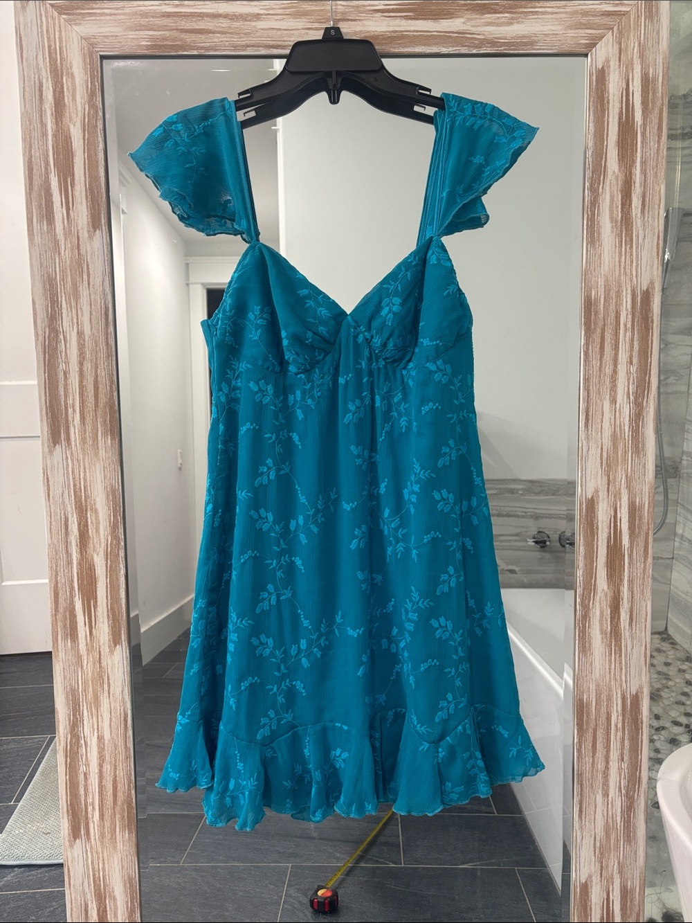 Betsey Johnson Teal Floral Ruffled Sundress